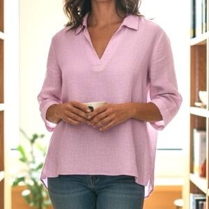 Tahari Light Pink V-Neck Blouse